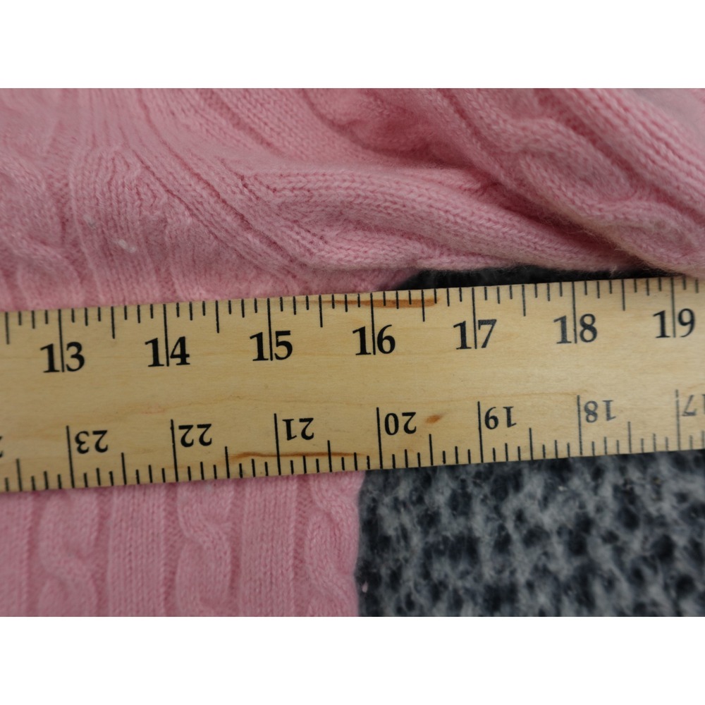 Lauren Ralph Full Zip Sweater Womens Petite Small Pink Cashmere Cable Knit - Picture 10 of 13
